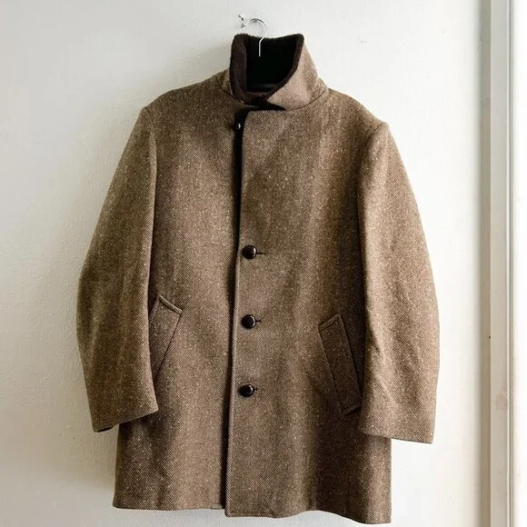 VINTAGE 60s/70s Pendleton Virgin Wool Herringbone Ranch Coat Loomed in Oregon - Picture 5 of 10